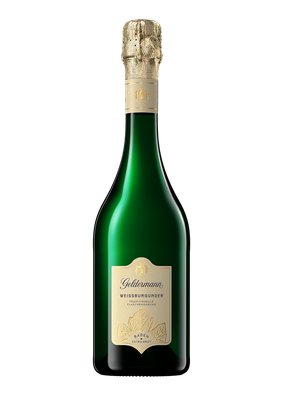 Eine Flasche des Geldermann Weissburgunder Extra Brut