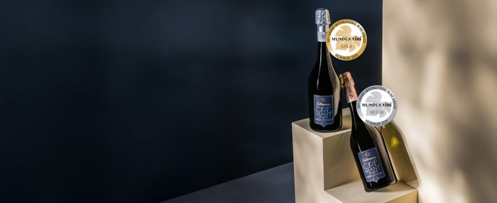 Jeweils eine Flasche des Geldermann Crémant Baden Brut und Geldermann Crémant Baden Rosé Brut, beide ausgezeichnet beim Mundus Vini Spring Tasting 2025
