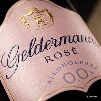 Detailaufnahme des Etiketts des Geldermann Rosé Alkoholfrei 0,0 %