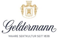 Geldermann Logo gold mit 2 Zeilen schwarzem Schriftzug